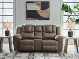 Tampa Furniture Outlet - Ashley Furniture - Lowilla Living Room - DBL Rec Loveseat w/Console / Driftwood - PC6450694