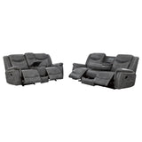 Conrad 2-piece Upholstered Padded Arm Motion Sofa Set Grey - Tampa Furniture Outlet