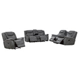 Conrad 3-piece Upholstered Padded Arm Motion Sofa Set Grey - Tampa Furniture Outlet