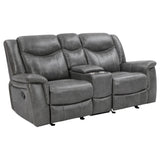 Conrad 3-piece Upholstered Padded Arm Motion Sofa Set Grey - Tampa Furniture Outlet