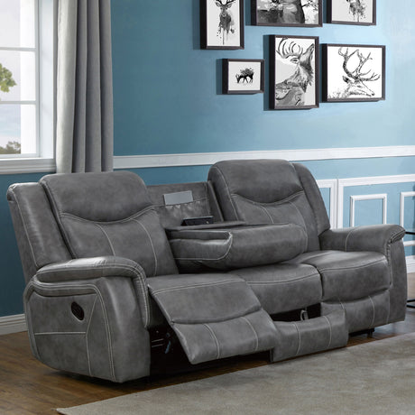 Conrad Upholstered Padded Arm Motion Sofa Grey - Tampa Furniture Outlet