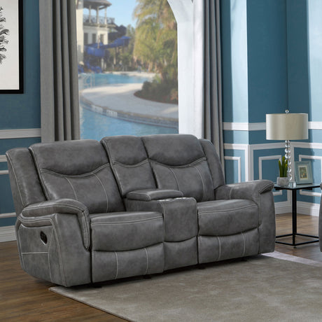 Conrad Upholstered Padded Arm Glider Loveseat Grey - Tampa Furniture Outlet