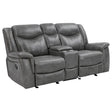 Tampa Furniture Outlet - Coaster - Conrad Upholstered Padded Arm Glider Loveseat Grey - 650355