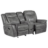 Conrad Upholstered Padded Arm Glider Loveseat Grey - Tampa Furniture Outlet