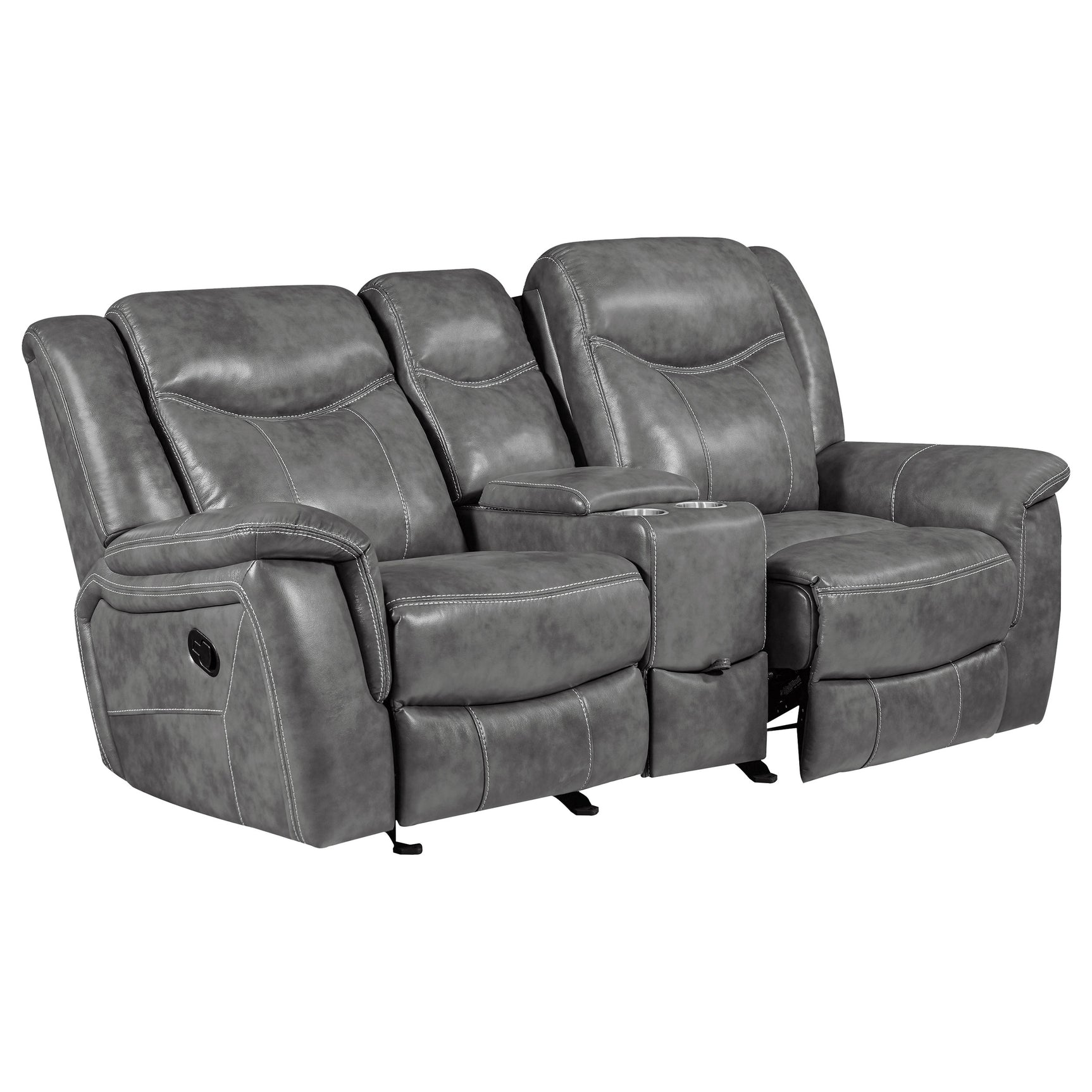 Conrad Upholstered Padded Arm Glider Loveseat Grey - Tampa Furniture Outlet