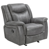 Tampa Furniture Outlet - Coaster - Conrad Upholstered Padded Arm Glider Recliner Grey - 650356