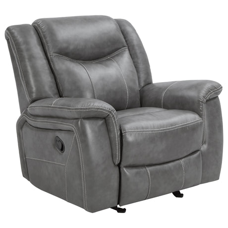Tampa Furniture Outlet - Coaster - Conrad Upholstered Padded Arm Glider Recliner Grey - 650356