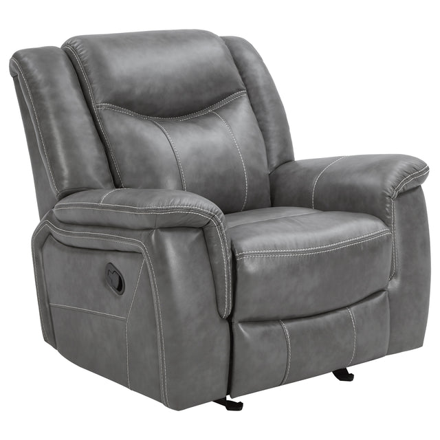Tampa Furniture Outlet - Coaster - Conrad Upholstered Padded Arm Glider Recliner Grey - 650356