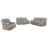 Greer 3-piece Upholstered Reclining Sofa Set Taupe - Tampa Furniture Outlet