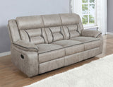 Greer Upholstered Motion Reclining Sofa Taupe - Tampa Furniture Outlet