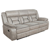 Greer Upholstered Motion Reclining Sofa Taupe - Tampa Furniture Outlet