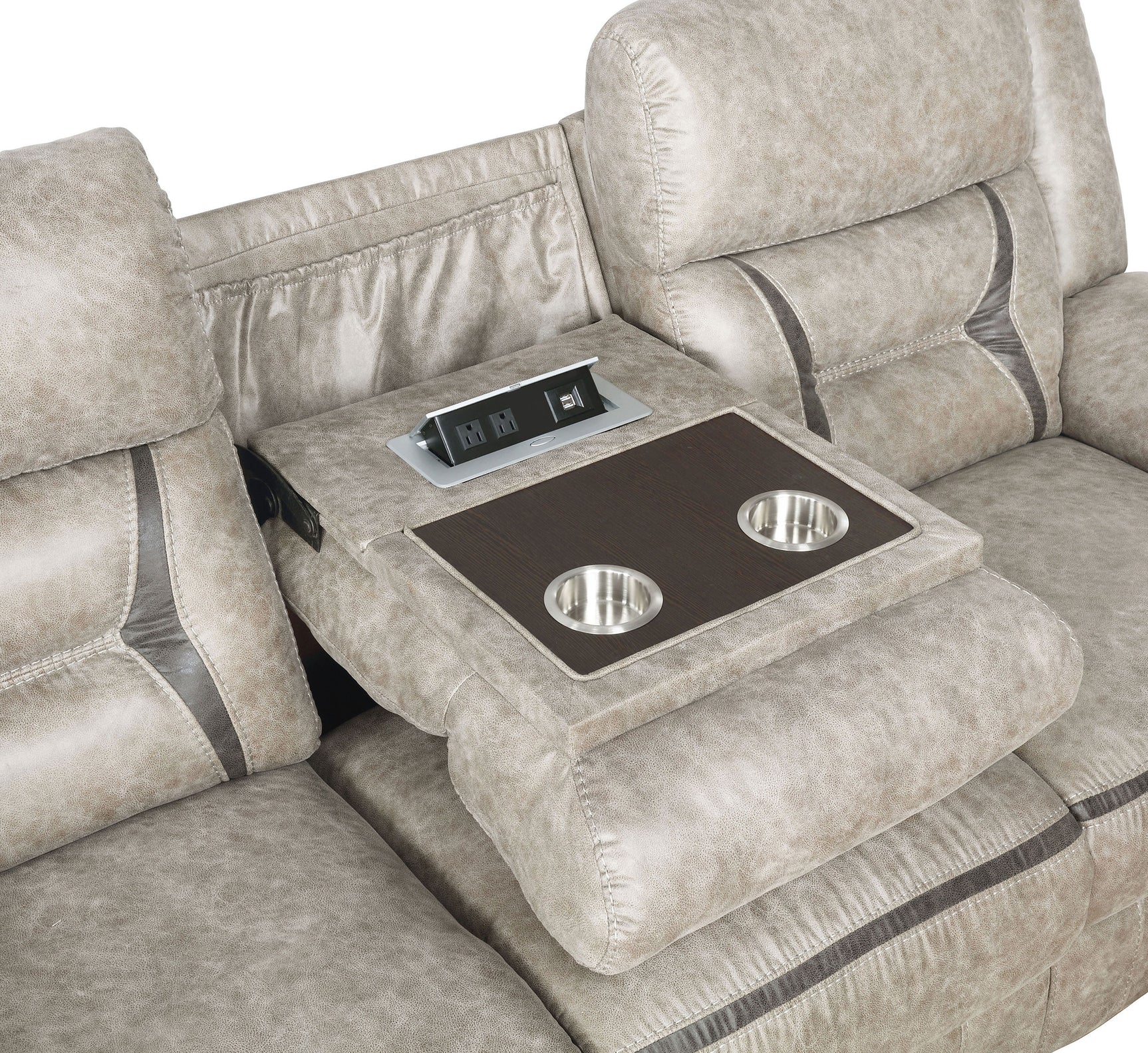 Greer Upholstered Motion Reclining Sofa Taupe - Tampa Furniture Outlet