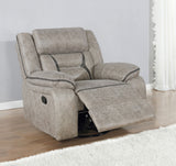 Greer Upholstered Swivel Glider Recliner Chair Taupe - Tampa Furniture Outlet