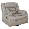 Tampa Furniture Outlet - Coaster - Greer Upholstered Swivel Glider Recliner Chair Taupe - 651353
