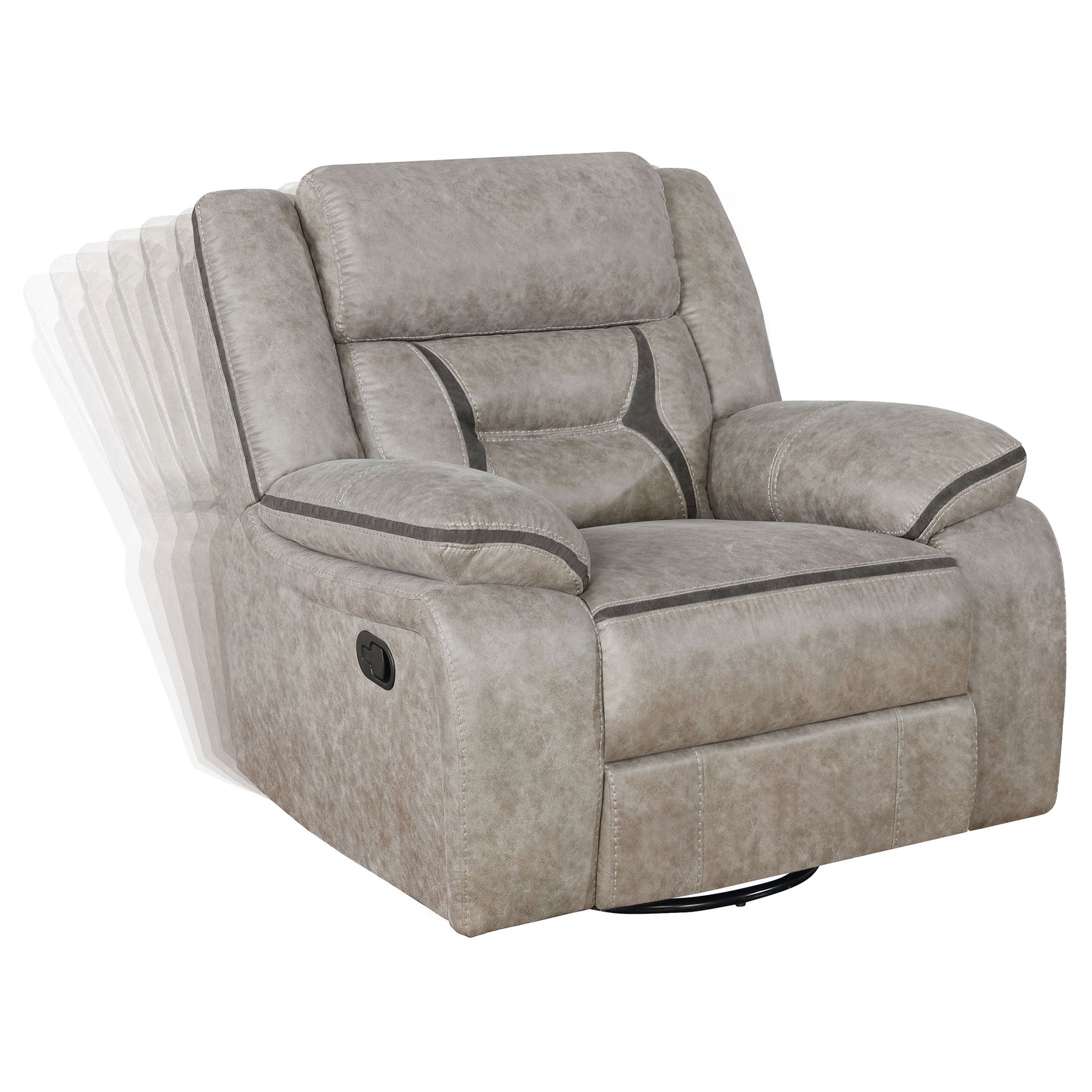 Greer Upholstered Swivel Glider Recliner Chair Taupe - Tampa Furniture Outlet