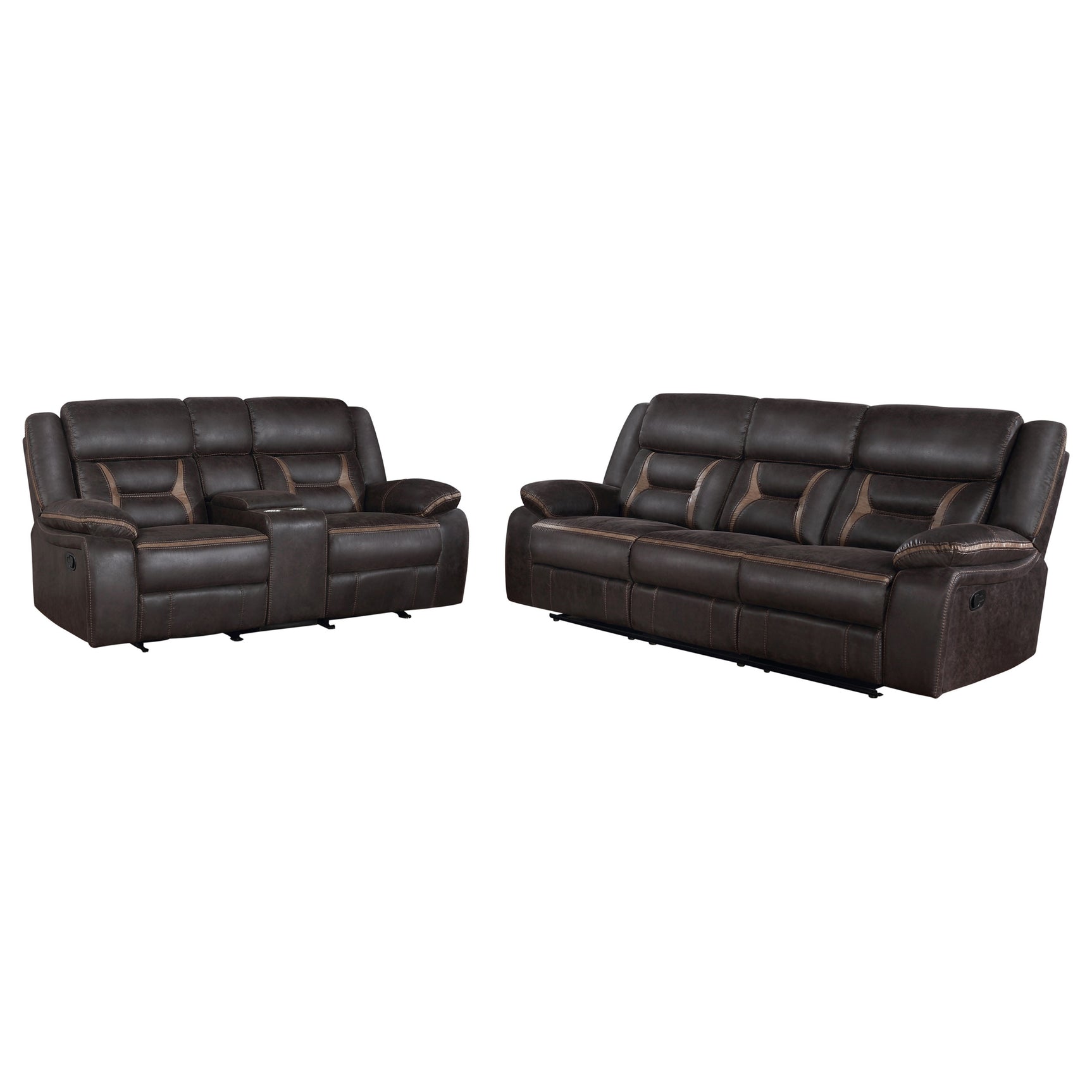 Greer 2-piece Upholstered Reclining Sofa Set Brown - Tampa Furniture Outlet