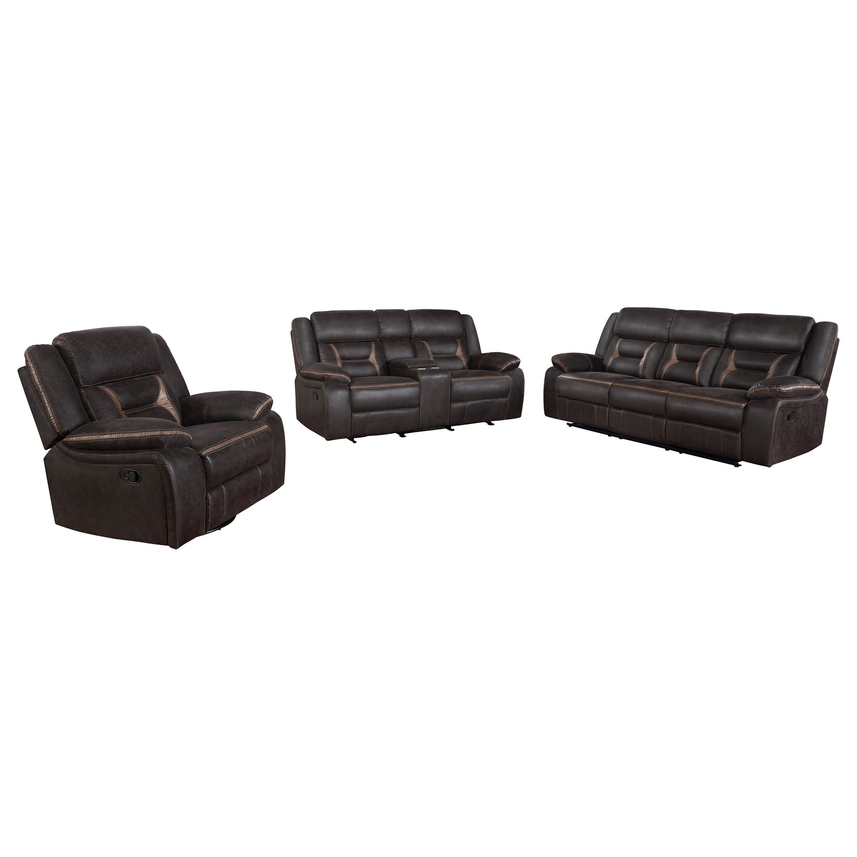 Greer 3-piece Upholstered Reclining Sofa Set Brown - Tampa Furniture Outlet