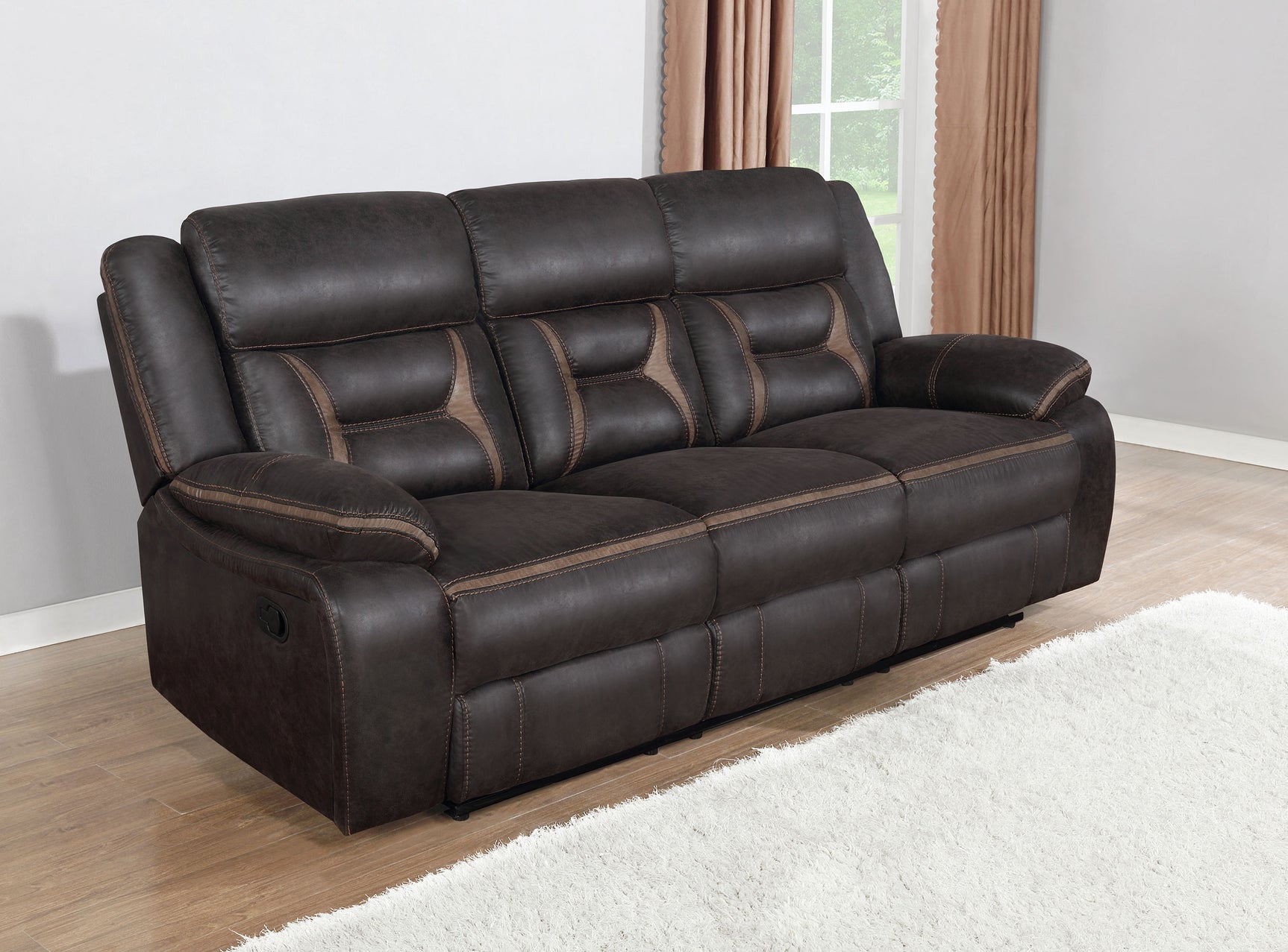 Greer Upholstered Motion Reclining Sofa Brown - Tampa Furniture Outlet
