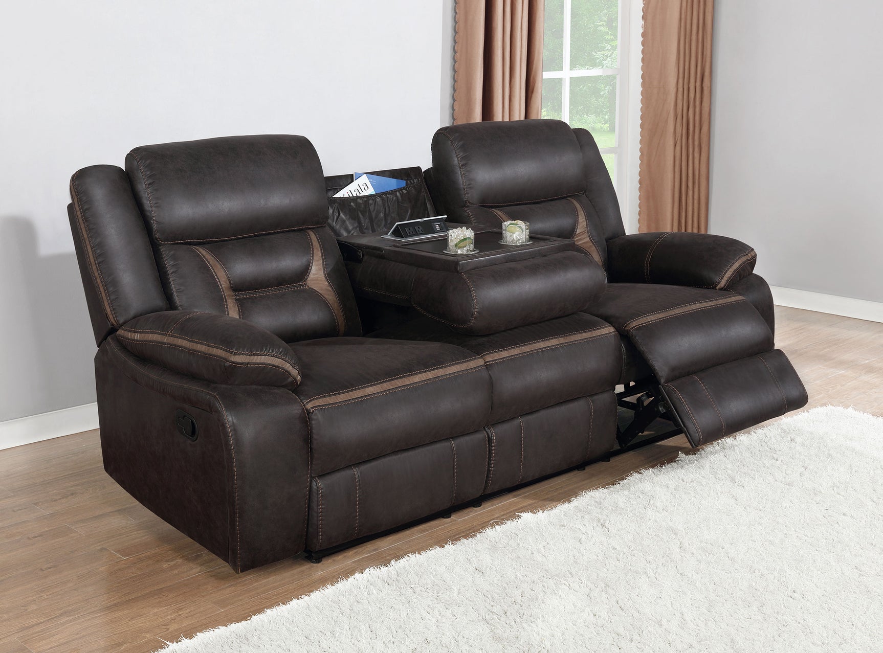 Greer Upholstered Motion Reclining Sofa Brown - Tampa Furniture Outlet