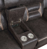 Greer Upholstered Motion Reclining Loveseat Brown - Tampa Furniture Outlet