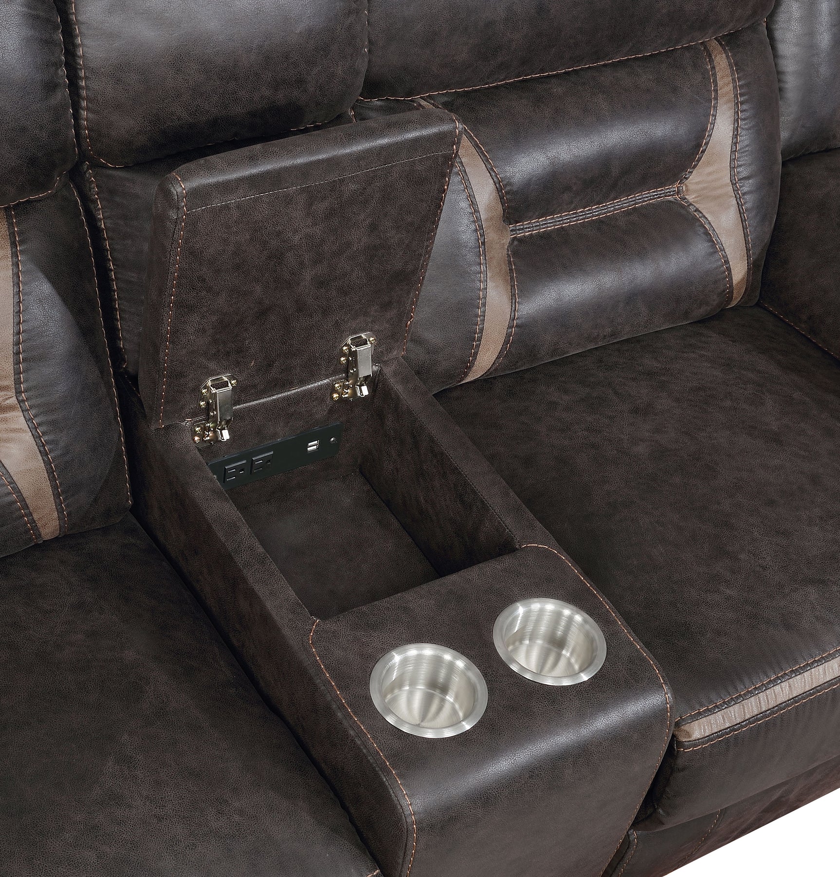 Greer Upholstered Motion Reclining Loveseat Brown - Tampa Furniture Outlet