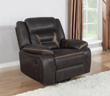 Greer Upholstered Swivel Glider Recliner Chair Brown - Tampa Furniture Outlet