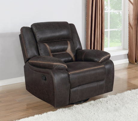 Greer Upholstered Swivel Glider Recliner Chair Brown - Tampa Furniture Outlet