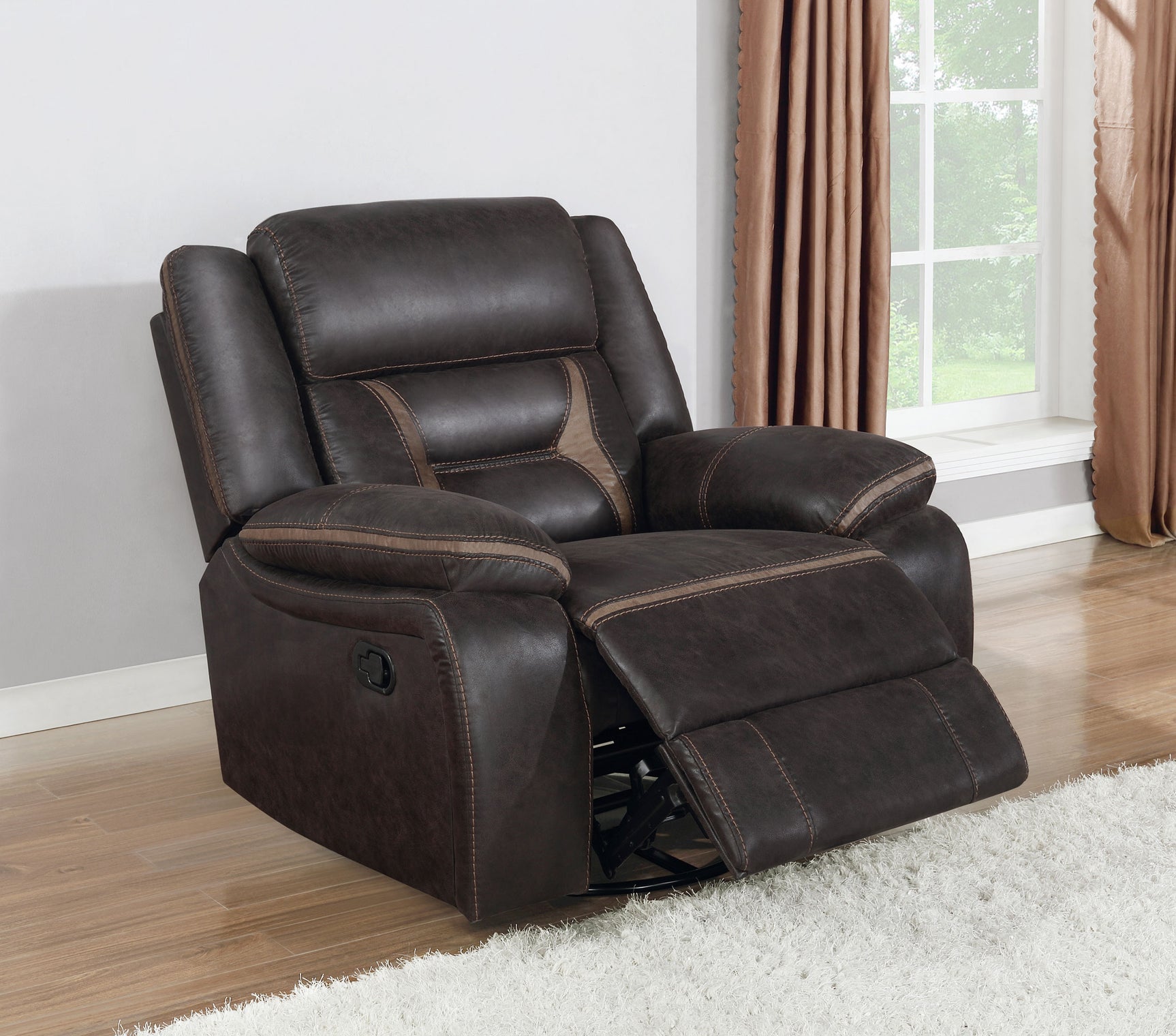 Greer Upholstered Swivel Glider Recliner Chair Brown - Tampa Furniture Outlet