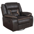 Tampa Furniture Outlet - Coaster - Greer Upholstered Swivel Glider Recliner Chair Brown - 651356