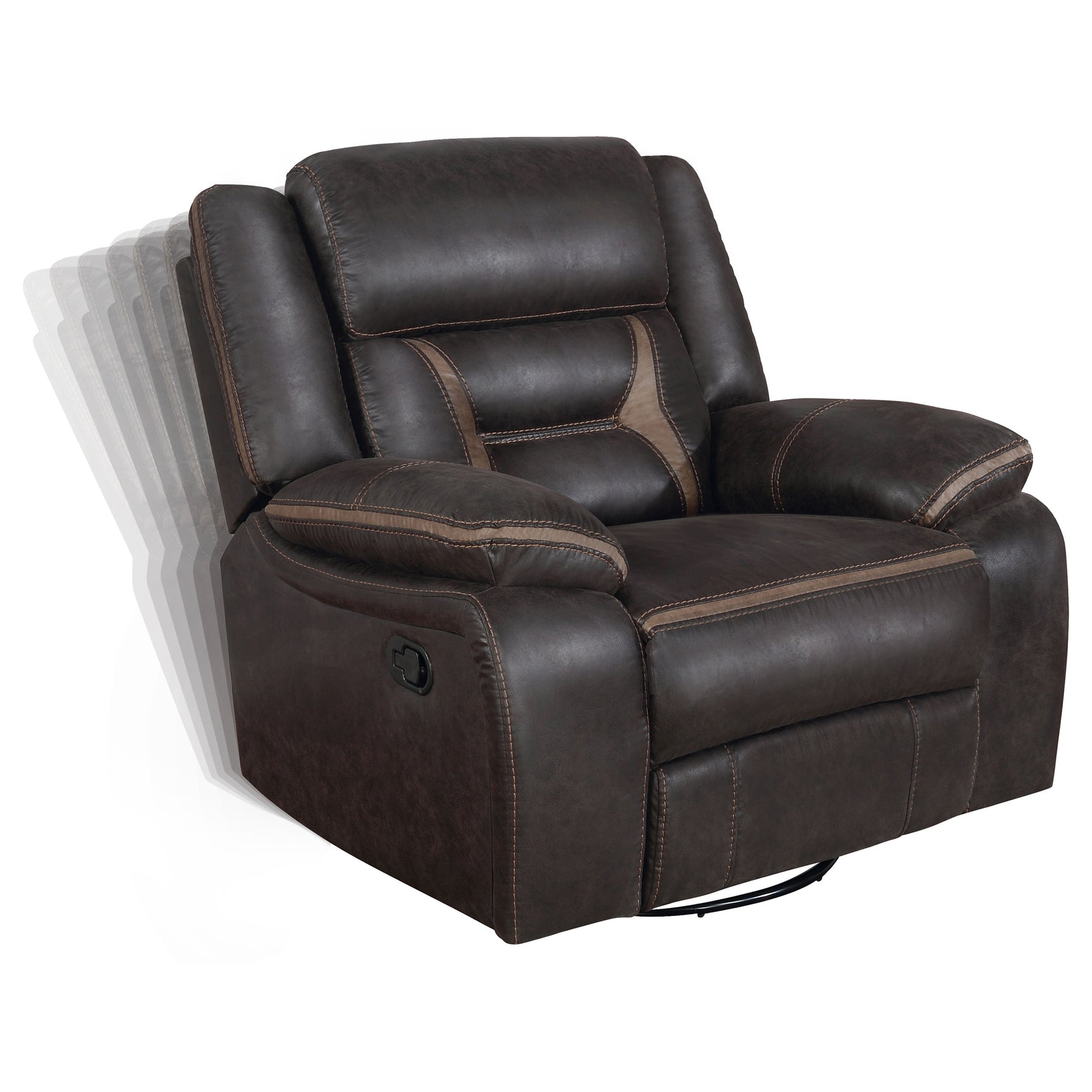 Greer Upholstered Swivel Glider Recliner Chair Brown - Tampa Furniture Outlet
