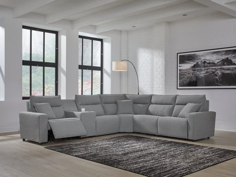 Tampa Furniture Outlet - Ashley Furniture - ModMax II Sectional - 6-Piece Power Reclining Sectional / Salt and Pepper - 65906S10