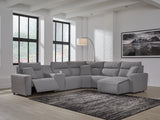 Tampa Furniture Outlet - Ashley Furniture - ModMax II Sectional - 6-Piece Power Reclining Sectional with Chaise and Console / Salt and Pepper - 65906S6