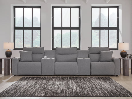 Tampa Furniture Outlet - Ashley Furniture - ModMax II Sectional - 5-Piece Power Reclining Sectional with Consoles / Salt and Pepper - 65906S14