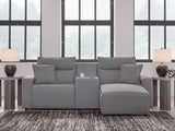 Tampa Furniture Outlet - Ashley Furniture - ModMax II Sectional - 3-Piece Power Reclining Sectional with Chaise and Console / Salt and Pepper - 65906S4