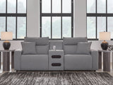 Tampa Furniture Outlet - Ashley Furniture - ModMax II Sectional - 3-Piece Power Reclining Sectional with Audio Console / Salt and Pepper - 65906S2