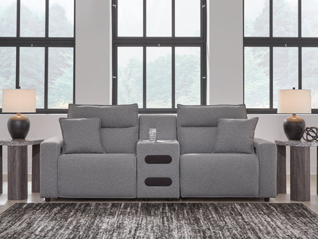 Tampa Furniture Outlet - Ashley Furniture - ModMax II Sectional - 3-Piece Power Reclining Sectional with Audio Console / Salt and Pepper - 65906S2
