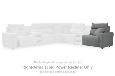 Tampa Furniture Outlet - Ashley Furniture - ModMax II Sectional - RAF Zero Wall Power Recliner / Salt and Pepper - 6590662