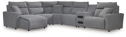 Tampa Furniture Outlet - Ashley Furniture - ModMax II Sectional - 6-Piece Reclining Sectional with Chaise and Audio Console / Salt and Pepper - 65906S29