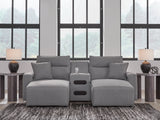 Tampa Furniture Outlet - Ashley Furniture - ModMax II Sectional - 3-Piece Power Reclining Sectional with Chaise and Audio Console / Salt and Pepper - 65906S12