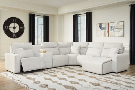 Tampa Furniture Outlet - Ashley Furniture - ModMax II Sectional - 6-Piece Power Reclining Sectional with Chaise and Console / Stone - 65907S6