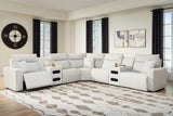 Tampa Furniture Outlet - Ashley Furniture - ModMax II Sectional - 7-Piece Power Reclining Sectional with Chaise and Audio Consoles / Stone - 65907S9