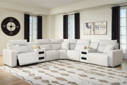 Tampa Furniture Outlet - Ashley Furniture - ModMax II Sectional - 7-Piece Power Reclining Sectional with Chaise and Audio Consoles / Stone - 65907S9