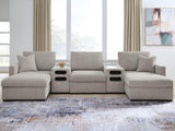 Tampa Furniture Outlet - Ashley Furniture - ModMax Luxe Sectional - RAF 5-Piece Double Chaise Sectional with Audio Consoles / Flint - 68605S43
