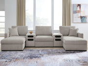 Tampa Furniture Outlet - Ashley Furniture - ModMax Luxe Sectional - RAF 5-Piece Double Chaise Sectional with Audio Consoles / Flint - 68605S43