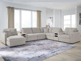 Tampa Furniture Outlet - Ashley Furniture - ModMax Luxe Sectional - RAF 8-Piece Sectional with Chaise and Audio Consoles / Flint - 68605S41
