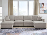 Tampa Furniture Outlet - Ashley Furniture - ModMax Luxe Sectional - RAF 4-Piece Double Chaise Sectional / Flint - 68605S16