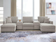 Tampa Furniture Outlet - Ashley Furniture - ModMax Luxe Sectional - RAF 5-Piece Double Chaise Sectional with Storage Consoles - 68605S38