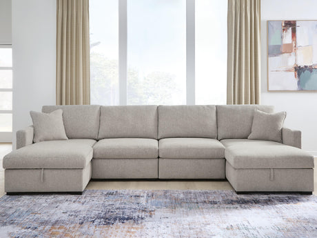 Tampa Furniture Outlet - Ashley Furniture - ModMax Luxe Sectional - RAF 4-Piece Double Storage Chaise Sectional / Flint - 68605S62