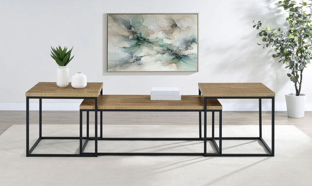 Tampa Furniture Outlet - Coaster - Straden 3-piece Engineered Wood Coffee Table Set Mango and Black - 700144