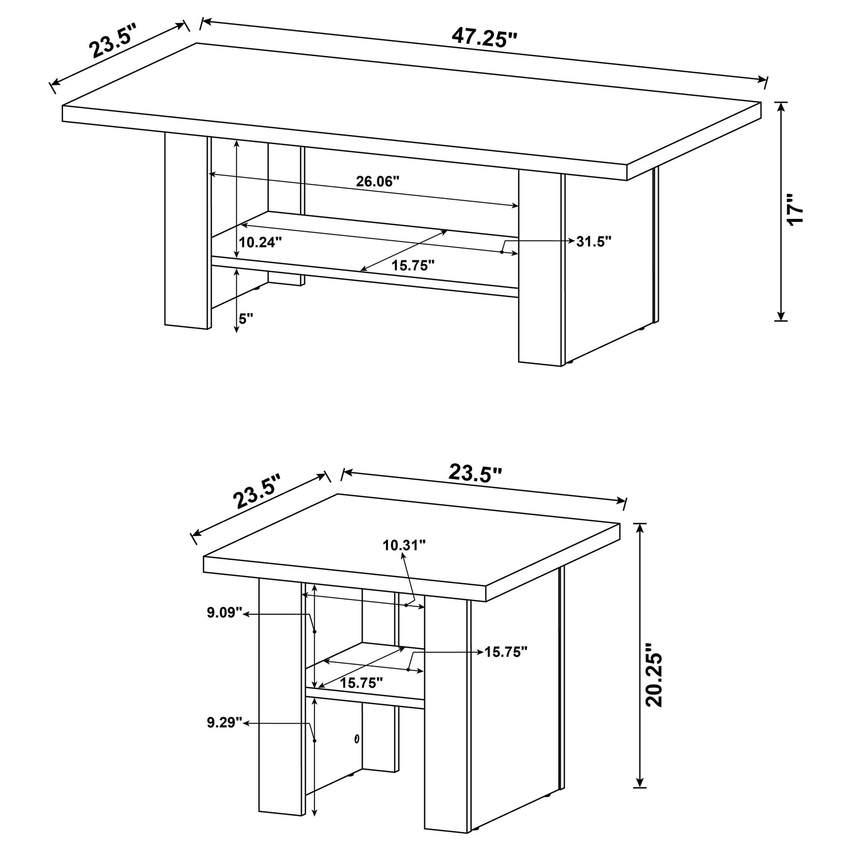 Rodez 3-piece Engineered Wood Coffee Table Set Black - Tampa Furniture Outlet